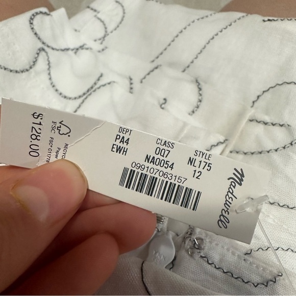 Madewell Goldie Mini Dress in 100% Linen eyelet white embroidered - Picture 5 of 5